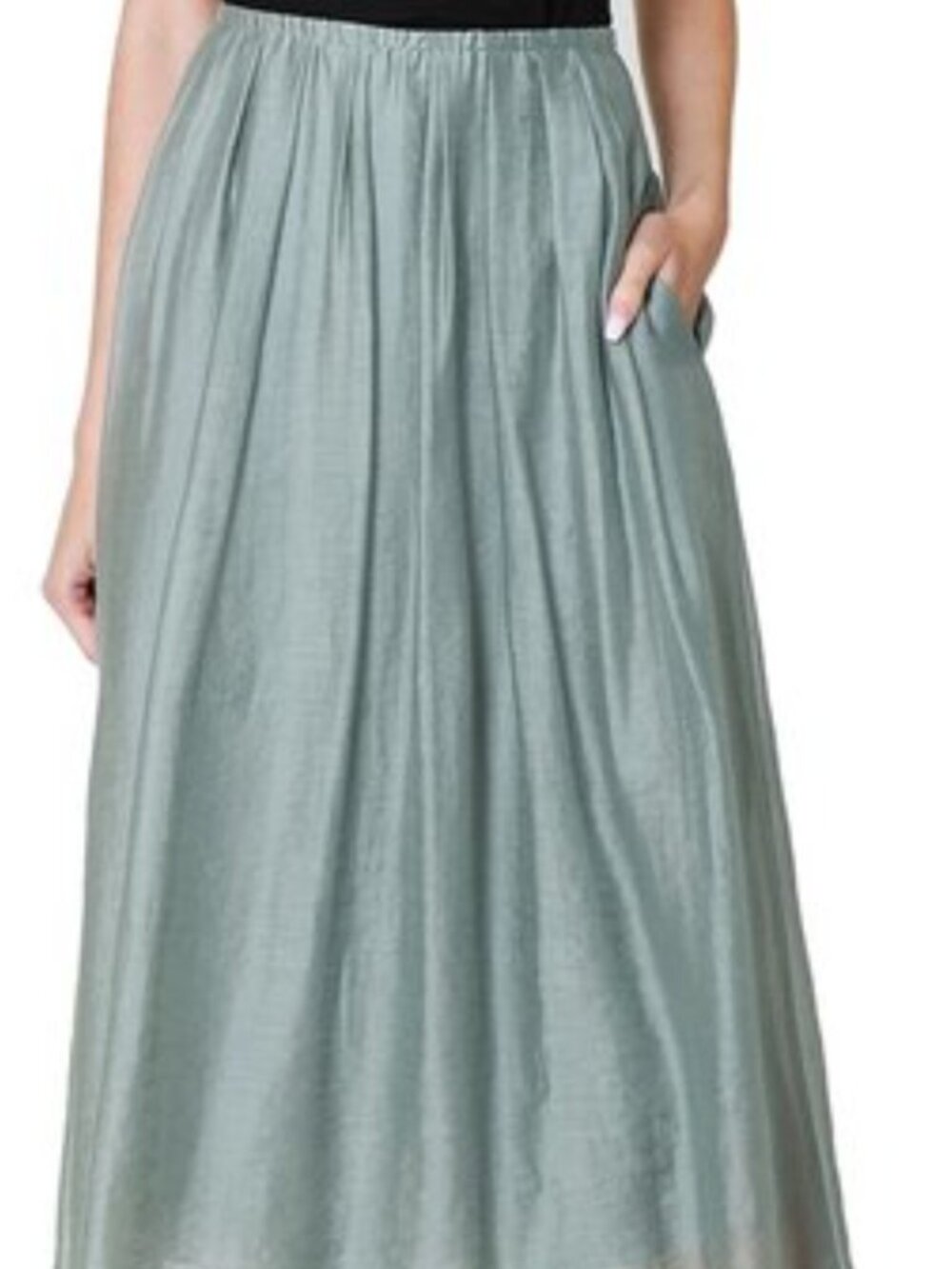 Amazing Women's Vince Gathered Pull on Sea Stone Lyocel Nylon Midi Skirt Size M